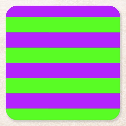 電動サイケデリック紫とハーレクイングリーン スクエアペーパーコースター (正面)