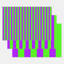 電動サイケデリック紫とハーレクイングリーン ラッピングペーパーシート