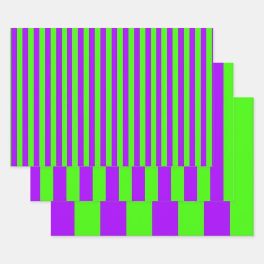 電動サイケデリック紫とハーレクイングリーン ラッピングペーパーシート (セット)