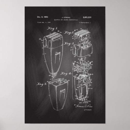 電動シェーバー特許ポスター理容師ショップDecor ポスター (正面)