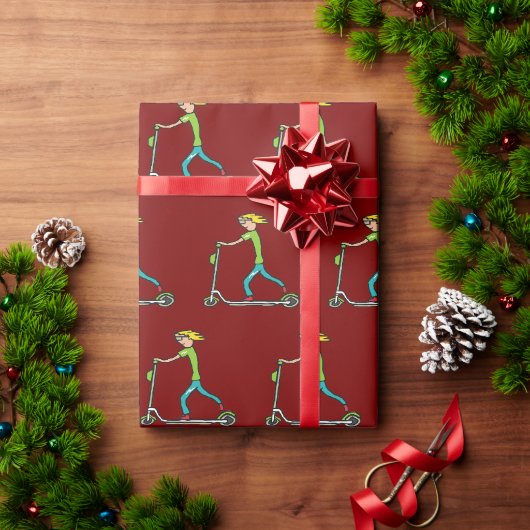 電動スクーター ラッピングペーパー (クリスマスギフト)