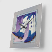 電動スライドウエスタンカウボーブーツウォールクロック スクエア壁時計 (傾斜)