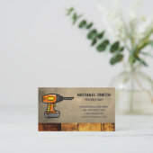 電動ドリル | 建築 | ウッドレザー 名刺 (スタンド正面)