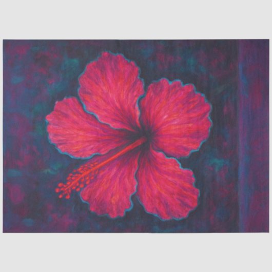 電動ハイビスカスデコペ紙 – ネオンピンク 薄葉紙 (正面)