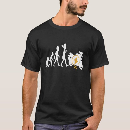 電動バイク進化論 楽しいバイク 電動自転車 モテ Tシャツ (正面)