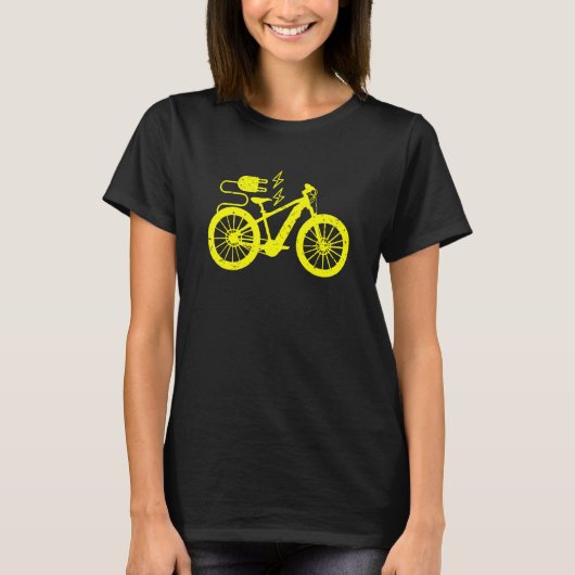 電動バイクEバイク自転車シルエット Tシャツ (正面)