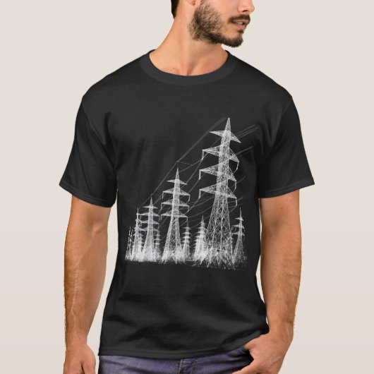 電動パイロン – 電源ライン Tシャツ (正面)