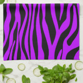 電動パープルゼブラストライプアニマルプリント キッチンタオル (折り畳み)