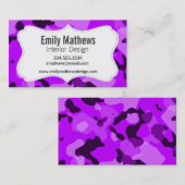 電動パープル迷彩柄；カモフラージュ 名刺 (正面/裏面)