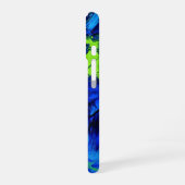 電動ブルーと緑ストローク_電話ケース iPhone 16ケース (左側面)