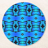 電動ブルーアクアブラックジオメトリックキッチン ラウンドペーパーコースター (正面)
