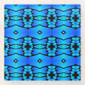 電動ブルーアクアブラック幾何学キッチンバス ガラスコースター (正面)