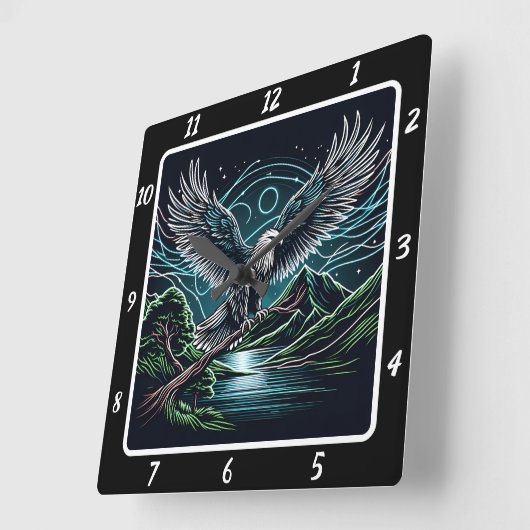 電動ブルーイーグル時計 スクエア壁時計 (傾斜)