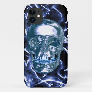 電動ブルークロームスカルiPhone 5Gケース iPhone 11 ケース