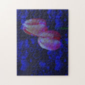 電動ブルーハートとピンクチューリップフローラアート ジグソーパズル (縦)