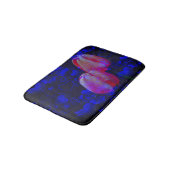 電動ブルーハートとピンクチューリップフローラアート バスマット (アングル)