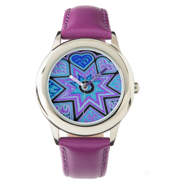 電動ブルーハート&スターズウォッチ 腕時計 (正面)