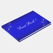 電動ブルーフローラアクセントカスタム文字 ゲストブック (コーナー)