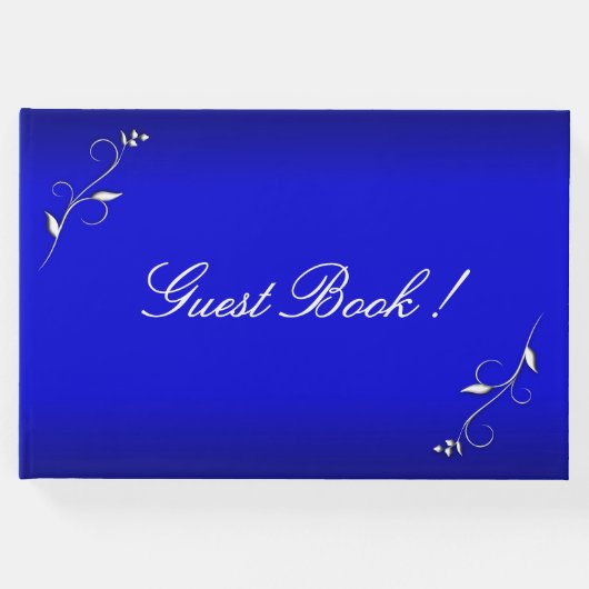 電動ブルーフローラアクセントカスタム文字 ゲストブック (正面)