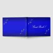 電動ブルーフローラアクセントカスタム文字 ゲストブック (全面)