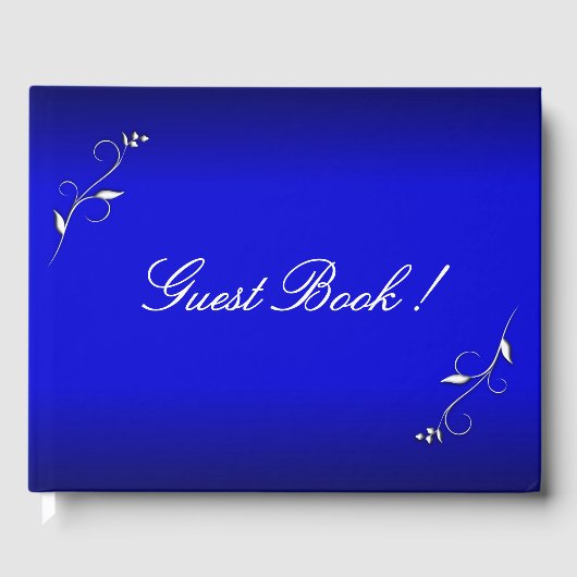 電動ブルーフローラアクセントカスタム文字 ゲストブック (正面)