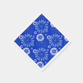 電動ブルーモダンフローラプリント スタンダードカクテルナプキン (角)