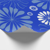 電動ブルーモダンフローラプリント ラッピングペーパー (角)