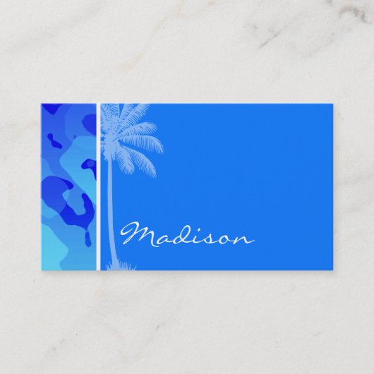 電動ブルー迷彩柄;サマーパーム 名刺 (正面)
