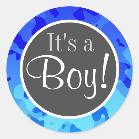 電動ブルー迷彩柄;迷彩画 ラウンドシール (正面)