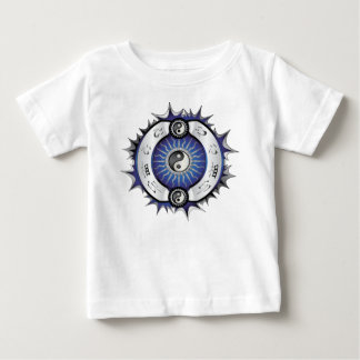 電動ブルー陰陽 ベビーTシャツ