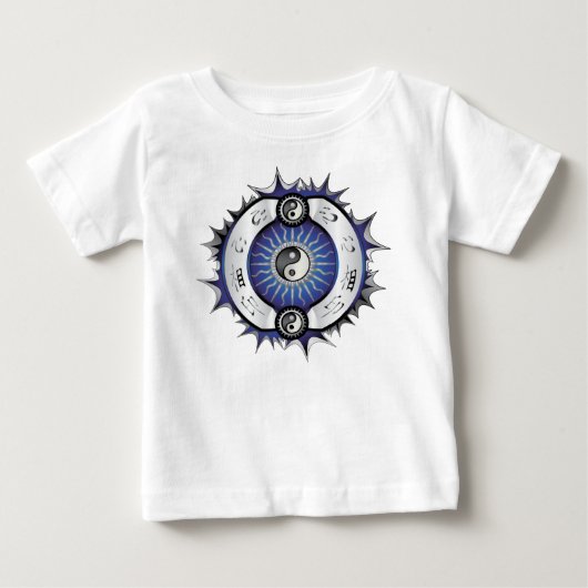 電動ブルー陰陽 ベビーTシャツ (正面)