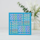 電動モダンブルーカードの「LOVE」タイポグラフィ カード (スタンド正面)