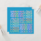 電動モダンブルーカードの「LOVE」タイポグラフィ カード (正面/裏面インサイチュ)
