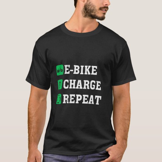 電動充電式自転車回収EバイおもしろいEB Tシャツ (正面)