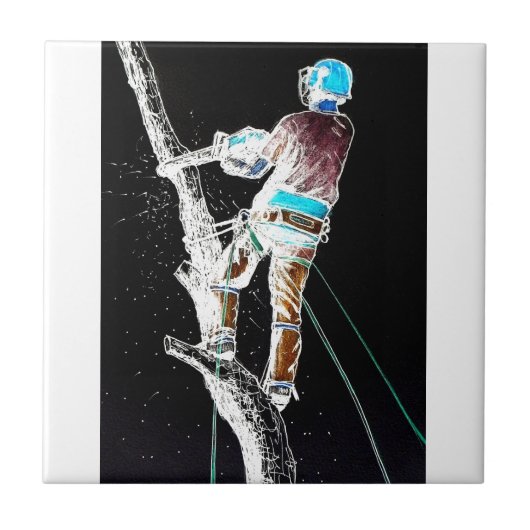 電動樹木外科医のチェーンソー タイル (正面)