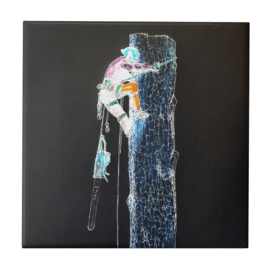 電動樹木外科医のチェーンソー タイル (正面)