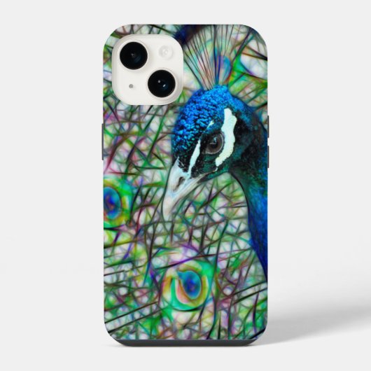 電化したクジャクの頭 iPhoneケース (裏面)