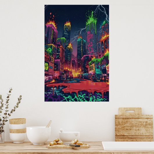 電化ネオンシティアート ポスター (キッチン)