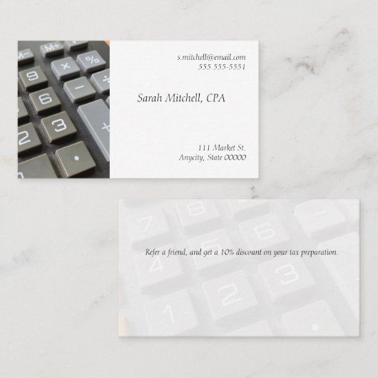 電卓のキーボードとフェード 名刺 (正面/裏面)