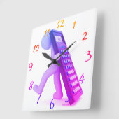 「電卓の運搬人」 スクエア壁時計 (傾斜)