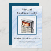電卓コスチュームの男の子バーチャルコスチュームパーティー 招待状 (正面/裏面)
