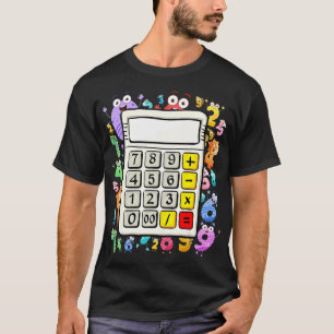 電卓コスチューム子供へアイディアMath Day Dinosa Tシャツ