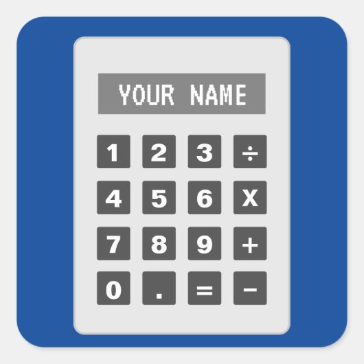 電卓ステッカーとカスタム文字 スクエアシール (正面)
