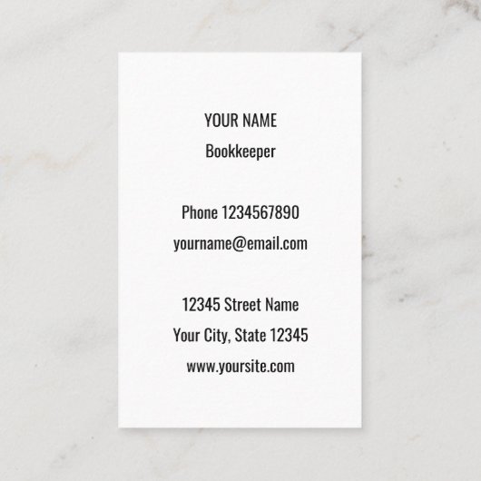 電卓ロゴ簿記係の名刺テンプレート 名刺 (裏面)