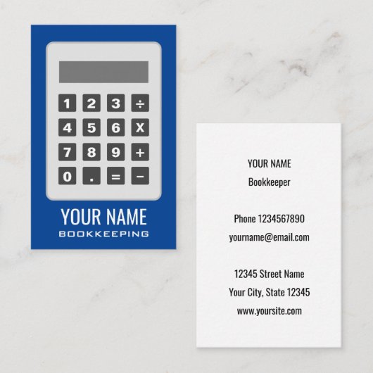 電卓ロゴ簿記係の名刺テンプレート 名刺 (正面/裏面)