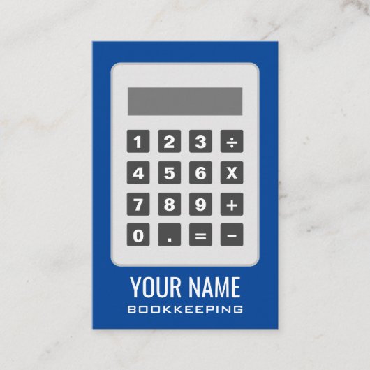 電卓ロゴ簿記係の名刺テンプレート 名刺 (正面)
