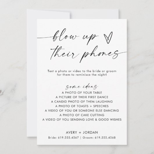 電吹話のサインを出す |の結婚フォトゲーム 招待状 (正面)