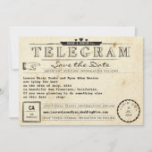 電報のヴィンテージ旅行ハートは日付を救います セーブザデート (正面)