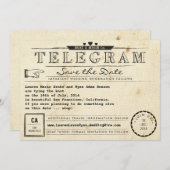 電報のヴィンテージ旅行ハートは日付を救います セーブザデート (正面/裏面)