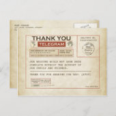 電報サンキューカード結婚の ポストカード (正面/裏面)